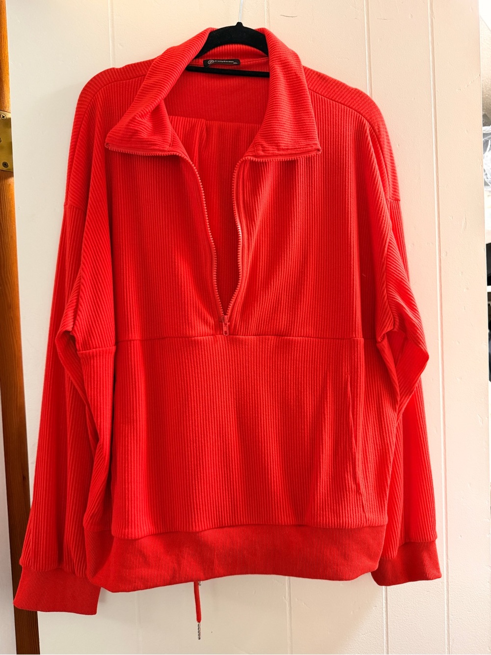 Quarter-Zip Ribbed Red Jogging Set